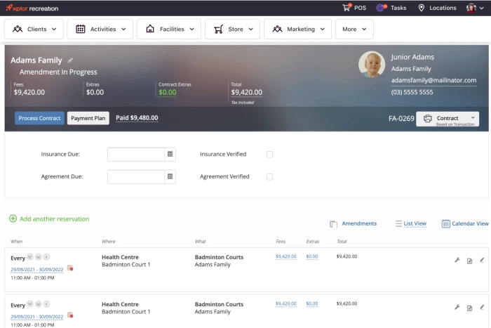 screenshot of Xplor Recreation